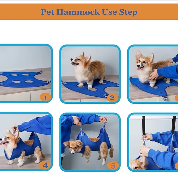 NEW Pet Grooming Hammock Harness with Nail Clippers, File, and Comb Blue Size S - Picture 5 of 5